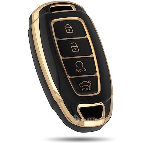 Shopoflux Tpu Key Cover Compatible With Hyundai Verna 2023 2024 | I20 Facelift N Line N8 Car 4 Button Smart Key (Black)