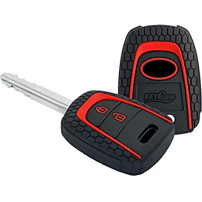 Keycare Compatible Silicone Car Key Cover For Eon, I10 Grand 2 Button Remote Key (Black)