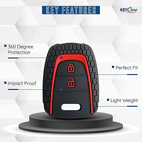 Keycare Compatible Silicone Car Key Cover For Eon, I10 Grand 2 Button Remote Key (Black)