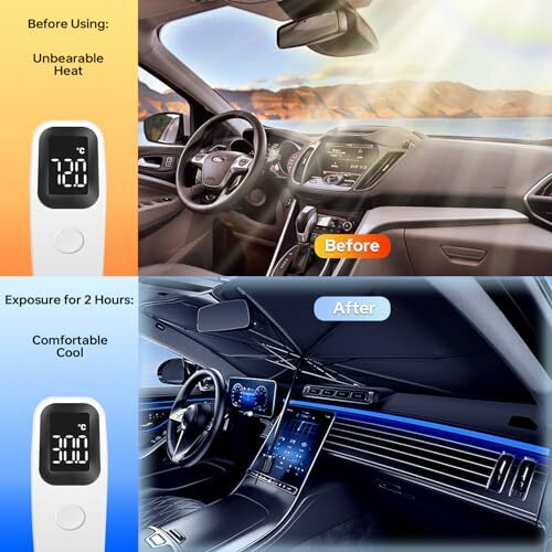 Costar Car Sun Shade Protector, Foldable Windshield Insulation Car Sun Shade For Uv Protection Reflective Sunblocker Car Accessories For Suv, Hatchback, Sedan, And More (Medium Size)