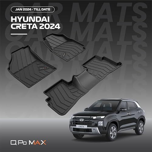 Q Po Creta (Max) Jan24-Till Date Tpe Car Floor Mat |Anti Slip All Weather Mats For Creta Facelift (Black)