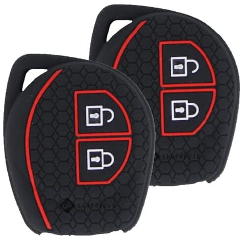 Shopoflux Silicone Key Cover Compitable With Swift | Wagonr | Celerio | Swift Dzire | Alto | Fronx | Breza | S Presso | Ignis 2 Button Remote Key (Black) (2)