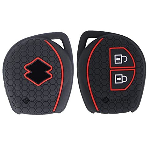 Shopoflux Silicone Key Cover Compitable With Swift | Wagonr | Celerio | Swift Dzire | Alto | Fronx | Breza | S Presso | Ignis 2 Button Remote Key (Black) (2)