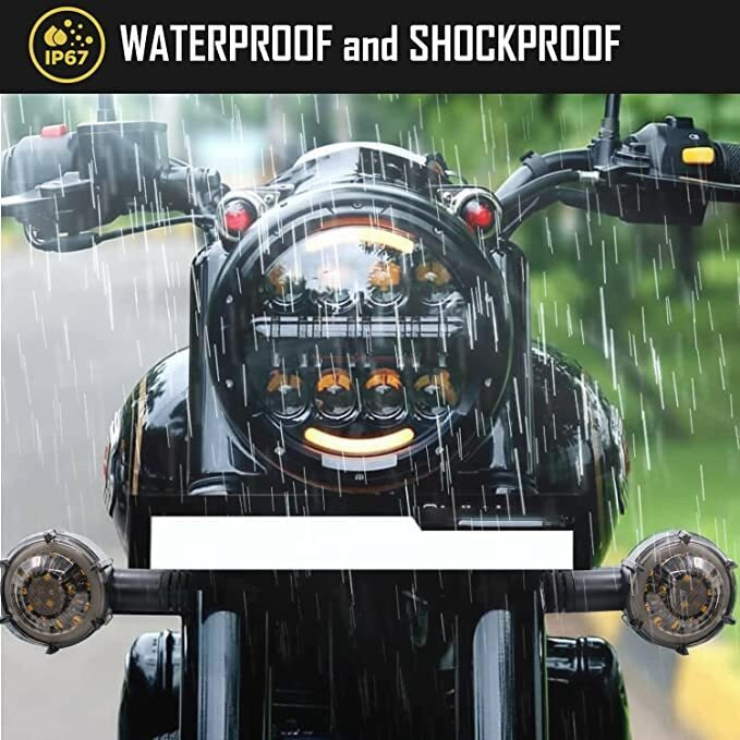 Eltron Turbo Waterproof Fexible Rubber Smd Round Running Led Indicators High Bright Universal For All Bikes Models Turn Signal Lights Motorcycle (Amber And Blue) (Pack Of 2)