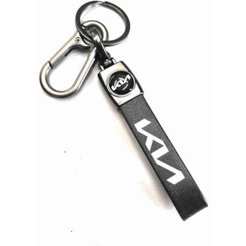 Yaanatural Catchy Premium Leather & Metal Bikes Hook Keychain Compatible With Kia Unique Stylish Look For Men Women Bike & Car Keyring For Kia Seltos Carens Sonet (Kia Lovers) Black