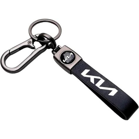 Yaanatural Catchy Premium Leather & Metal Bikes Hook Keychain Compatible With Kia Unique Stylish Look For Men Women Bike & Car Keyring For Kia Seltos Carens Sonet (Kia Lovers) Black
