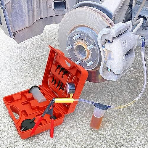 Sthira Auto Brake Bleeding Kit, Hand-Held Vacuum Pump Pressure Tester Gauge Set, Brake Clutch Oil Bleed Kit, Manual Brake Fluid Bleeder Kit Tool For Car Motorbike Motorcycle Car Repair Kit