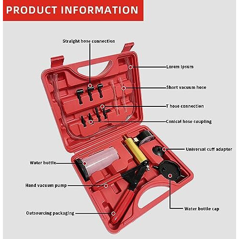 Sthira Auto Brake Bleeding Kit, Hand-Held Vacuum Pump Pressure Tester Gauge Set, Brake Clutch Oil Bleed Kit, Manual Brake Fluid Bleeder Kit Tool For Car Motorbike Motorcycle Car Repair Kit
