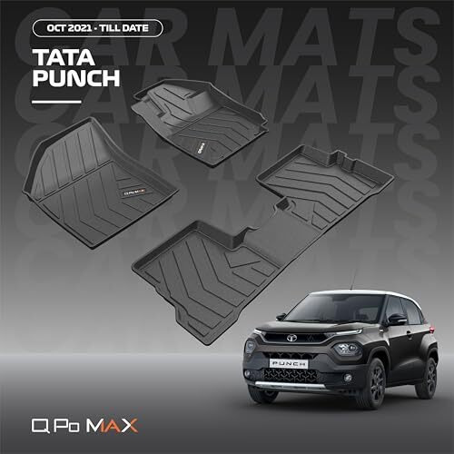 Q Po Punch (Max) Oct21-Till Date Tpe Car Floor Mat |Anti Slip All Weather Mats For Punch (Black)