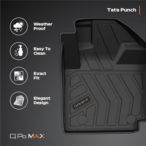 Q Po Punch (Max) Oct21-Till Date Tpe Car Floor Mat |Anti Slip All Weather Mats For Punch (Black)