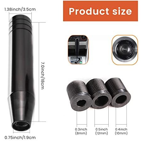 Zibuyu Car Gear Shift Knob, Universal Car Gear Shifter, 7" Gear Shift Handle Aluminum Alloy Shifting Lever Stick Shifter Knob Handle Fit Most Manual Automatic Vehicles With 8/10/12Mm Adapters, Black