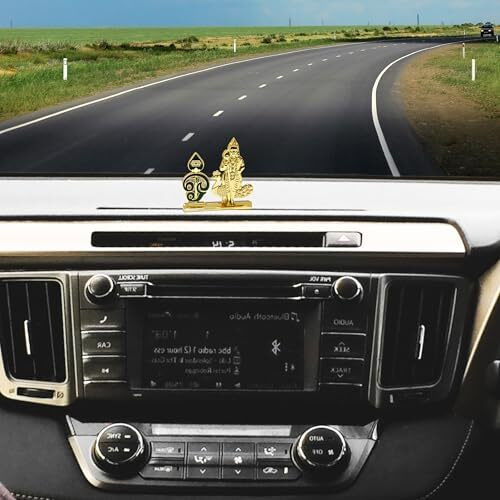 Anciently Om With Murugan Statue For Car Dashboard | Om With Kartikeya Idol For Car Dashboard, Metal, 1 Piece (Gold Colour)