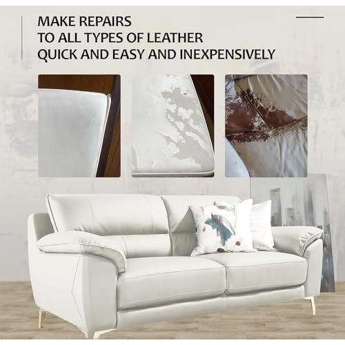 Favhome Leather Patch Self Adhesive Leather Repair Patch For Bean Bag Sofas Couch Furnitures Car Seat Hand Bags 30 X 60 Cm. Pack Of 2 Pcs (White)