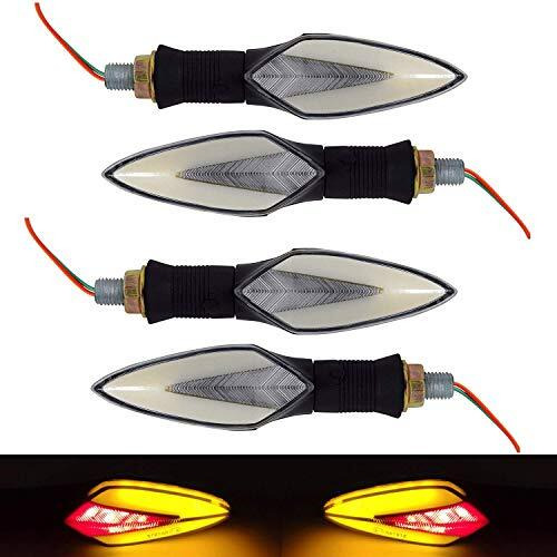 Ramanta Bike Indicators Imported Arrow Type Double Color Neon Blinker Bright Led Indicators Universal For Motorcycle Compatible With All Bike Models Turn Signal Lights (Pack Of 4, Amber With Red)