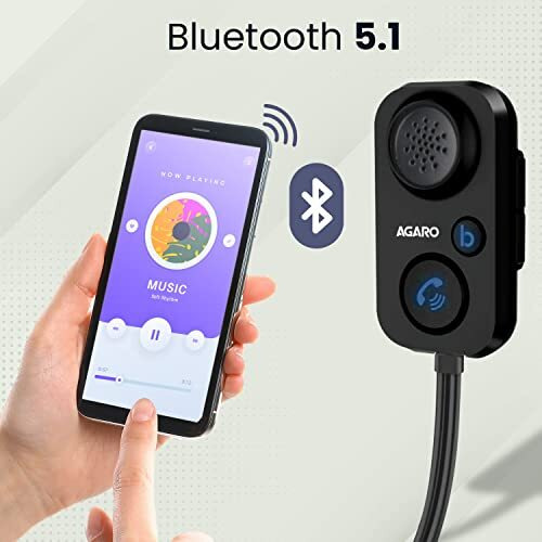 Agaro Cr2207 Car Bluetooth Receiver For Handsfree Calling, Music Streaming, Wireless Music/Calling, Supports All Type Of Smartphones, Use While Driving, Travelling, Black