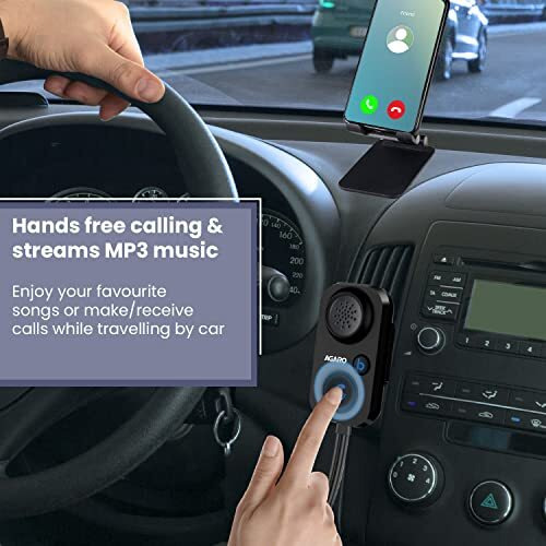 Agaro Cr2207 Car Bluetooth Receiver For Handsfree Calling, Music Streaming, Wireless Music/Calling, Supports All Type Of Smartphones, Use While Driving, Travelling, Black