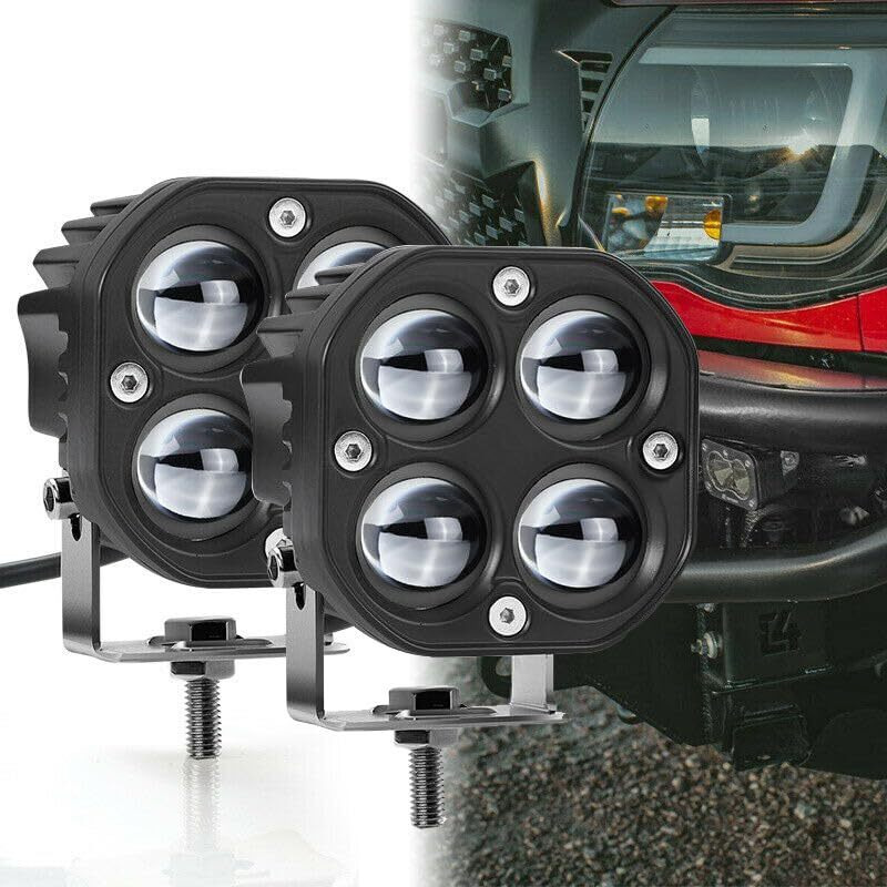 Eltron Turbo Warranty Original Imported 12V Dc Power 4 Led Fog Light, Waterproof Head Lamp, Bar Light Universal For All Motorcycle, Bikes, Scooty (Pack Of 2, 40W, Free Switch, White + Yellow)