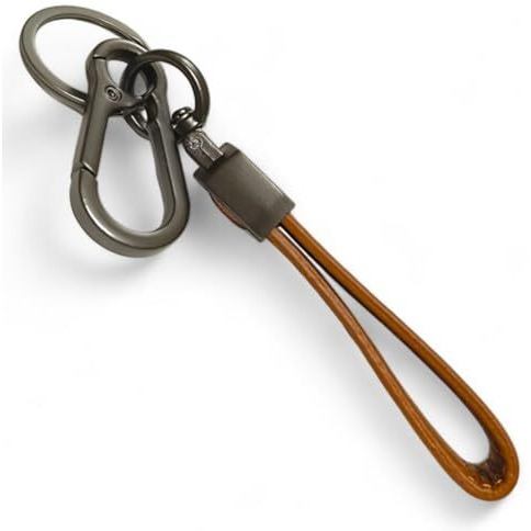 Keychain Compatible With Royal Enfield Bullet Key Chain For Bike | Leather Keychain For Bike (Brown Leather Metal Key Ring)