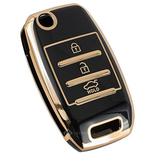 Shopoflux Tpu Key Cover Compatible For Kia Carens | Sonet | Seltos 3 Button Flip Key (Black)