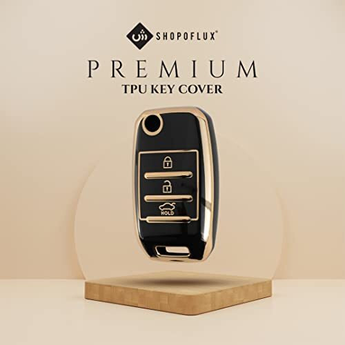 Shopoflux Tpu Key Cover Compatible For Kia Carens | Sonet | Seltos 3 Button Flip Key (Black)