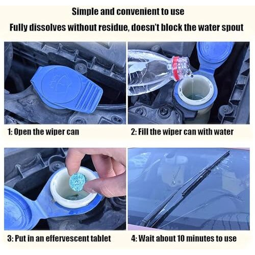 Dokiko 50 Pcs Car Windshield Washer Tablets Cleaning Washer Fluid Tablets Glass Concentrated Cleaner Windshield Wiper Fluid Solid Effervescent