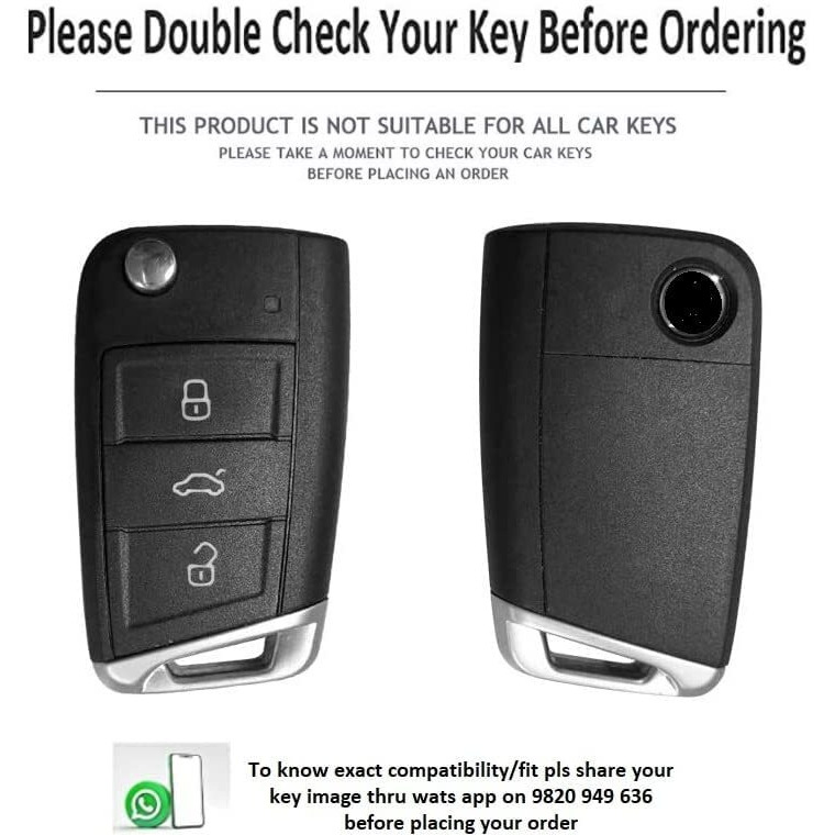 Jvcv Hard Case Key Cover Compatible With Skoda Kylaq Slavia Kushaq Taigun Tiguan Virtus Octavia Kodiaq Superb T Roc Folding Key (Carbon Black)