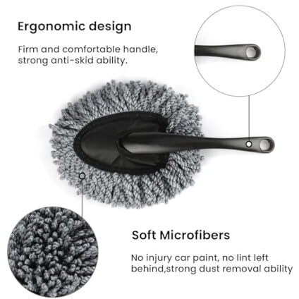 Kashival Combo 2 Pcs Super Soft Microfiber Car Cleaning Brush As Mop Duster Car Duster Exterior With Extendable Handle Dust Cleaner Car Wash Brush For Home (Multicolor) (Car Duster 2 In 1)