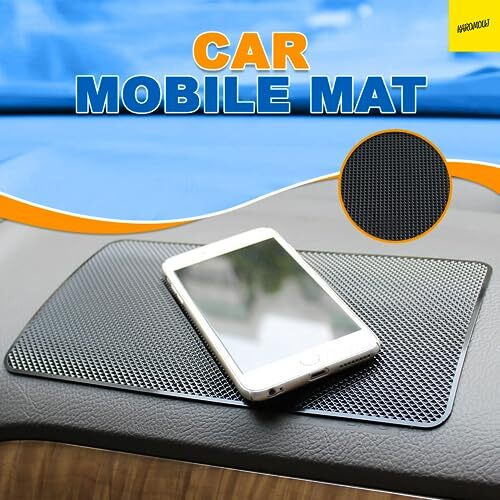Karomouj Kma284 Car Dashboard Anti Slip Car Pad Non Slip Dashboard Mat Anti Skid Grip Mount For All Smartphone, Keychain (Black, Pack Of 1) (Small - 27X 14 X 0.1 Cm) | Rubber