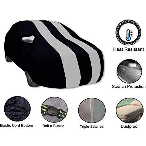 Auto Hub Water Resistant Car Body Cover Compatible With Hyundai I10 (Model 2009-2014, Black-Silver)
