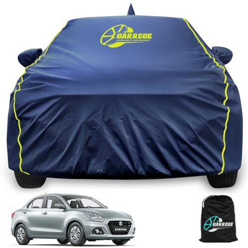 Garrege Waterproof Car Body Cover For Maruti Dzire New Model 100% All Weather Proof With Mirror & Antenna Packet & Full Bottom, Triple Stitching With 100% Nail Proof Cover Navy Blue