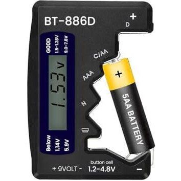 Serplex Universal Battery Tester Checker, Lcd Digital Battery Capacity Tester For C Battery Aa Battery Aaa Battery D Battery N Battery 9V Battery /1.5V Button Cell