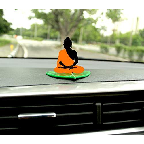 U & U Unique Utilities Buddha Car Dashboard Idol Interior Decor Accessories, Double Sided Acrylic Car Decoration Statue, 3.5 Inch Orange