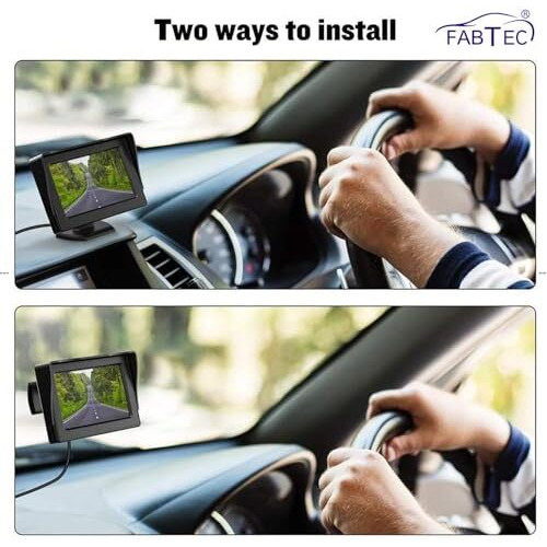 Fabtec 4.3 Inch Dashboard Tft Lcd Screen Rear View Monitor With 8 Led Parking Camera For All Cars (Ahd/Ccd Vision)