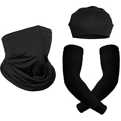 Primebox Cotton Men Mask Helmet Cap Bike Riding Washable Dust Protection Head Mask For Men Women Balaclava Neck Gaiter (Bandana Arm Sleeves And Cap Combo Black), Free Size