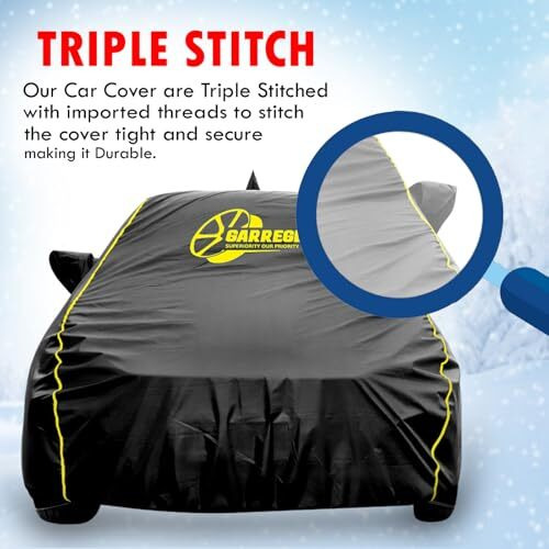Garrege Waterproof Car Body Cover Compatible With Hyundai I20 Old Car With Mirror & Anteena Packets Dust Proof & Belt With Elastic Black Colour & Yellow Piping Style