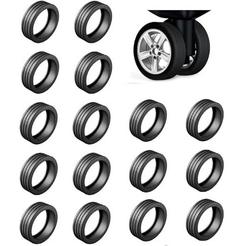 Fabway 16Pcs Luggage Wheel Covers - Protector Covers For Most Luggage Wheels (Black), Black, 2.2 X 2.2 X 0.6 Inches