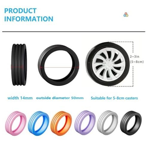 Fabway 16Pcs Luggage Wheel Covers - Protector Covers For Most Luggage Wheels (Black), Black, 2.2 X 2.2 X 0.6 Inches