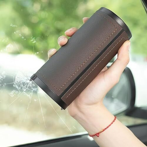 Automaze Pu Leather Plus Abs, Car Cylindrical Cup Holder Tissue Holder Box With 3 Ply 40 Pulls Tissues (Brown)
