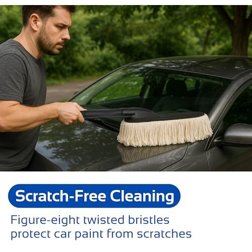 Hsr Car Accessories Premium Microfiber Car Duster Brush, Scratch-Free Cleaning With Wax-Treated Cotton Strands, Effectively Removes Dust & Dirt, Eco-Friendly & Reusable, For Car, Suvs, Trucks, Bike