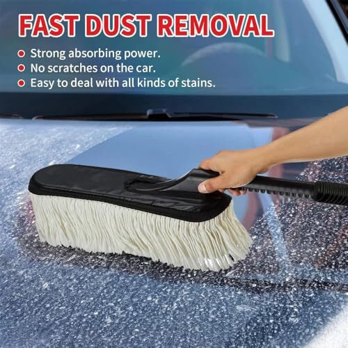 Hsr Car Accessories Premium Microfiber Car Duster Brush, Scratch-Free Cleaning With Wax-Treated Cotton Strands, Effectively Removes Dust & Dirt, Eco-Friendly & Reusable, For Car, Suvs, Trucks, Bike