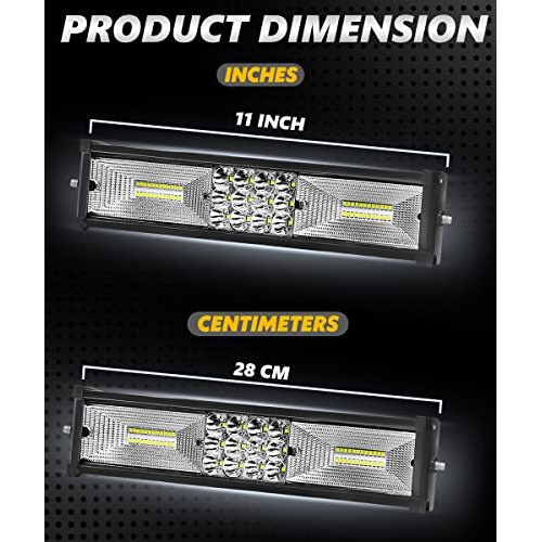 Fabtec 60 Led 11 Inch/28 Cm Mercury Led Bar Light Led Fog Light For Cars (11 Inch,White)