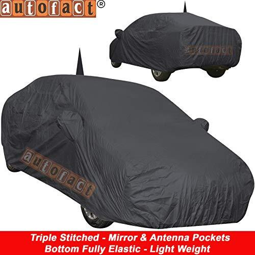 Autofact Car Body Cover For Hyundai Grand I10 With Mirror And Antenna Pocket (Light Weight, Triple Stitched, Heavy Buckle, Bottom Fully Elastic, Grey)