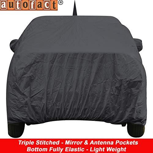 Autofact Car Body Cover For Hyundai Grand I10 With Mirror And Antenna Pocket (Light Weight, Triple Stitched, Heavy Buckle, Bottom Fully Elastic, Grey)