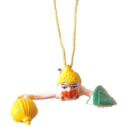 Styshion Sphere Flying Lord Hanuman For Car Hanging Ornament | Handmade Decorative Car Hanging Accessory | Door Window Hanging Hanuman Ji Idol For Car Dashboard (Pack Of 01)(Multicolor)