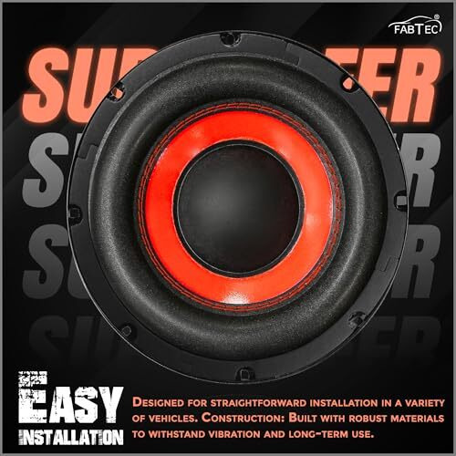 Fabtec 10 Inch 250W Rms Woofer With 1000W Peak Power & 4 Layer Copper Coil For Cars, Home Theatre, Bass Audio Systems & Diy Projects (1.5&quot Voice Coil | 120X25 Mm Magnet | 4 Ohm)
