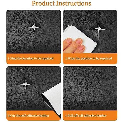 Heer Enterprise's Black Self-Adhesive Genuine Leather Repair Patch 30 X 60Cm Durable Leather Sheet For Sofa, Couch, Furniture, Car Seats, And Jackets Waterproof Diy Upholstery Repair Tape [Black]