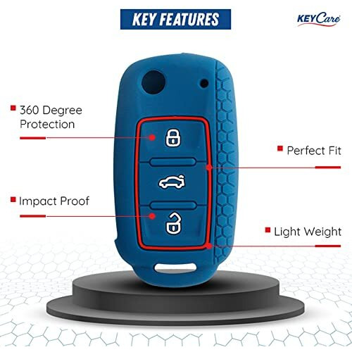 Keycare Silicone Key Cover Compatible For For Polo, Vento, Jetta, Ameo 3 Button Flip Key (Black)