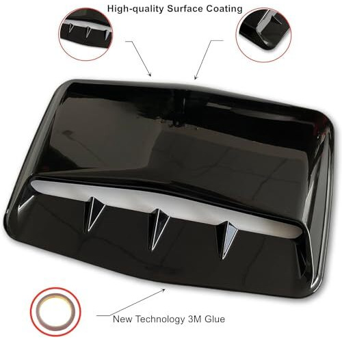 Automaze Hood Scoop Car Hood Vent Universal Air Intake Grille Inlet Trim Decor Cover Turbo Bonnet Vent Cover Accessory (Black)