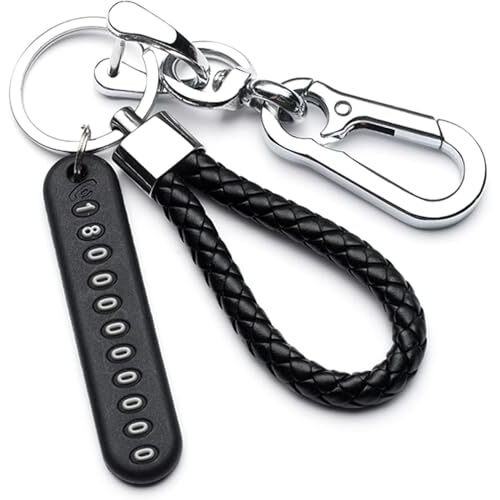 Hsr Car And Motorbike Accessories Car Keychain, Anti-Lost Phone Number Card Braided Rope Organizer With Horseshoe Buckle, Universal For For Car, Bike, Office, Home