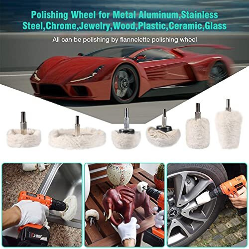 Sthira Car Polish Kit,6 Pcs White Polishing Buffing Wheel, Conical/Column/Mushroom/Wheel Shaped Polishing Tool For Metal Aluminum,Stainless Steel,Jewelry,Wood,Plastic,Ceramic,Glass